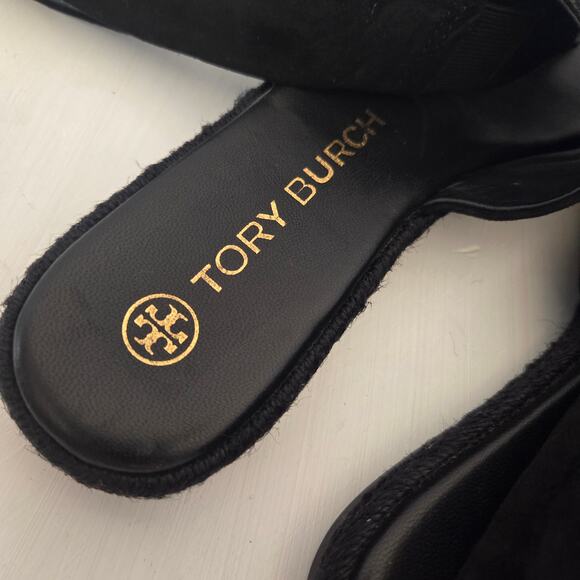 Tory Burch Women's Black Suede Leather Slingback Espadrille Sandals Size 7 - Picture 8 of 10